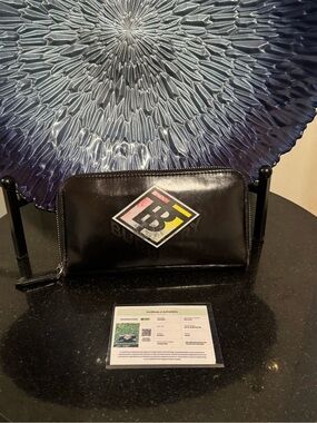 Burberry Logo Graphic Black Leather Long Wallet w/ COA, Unique